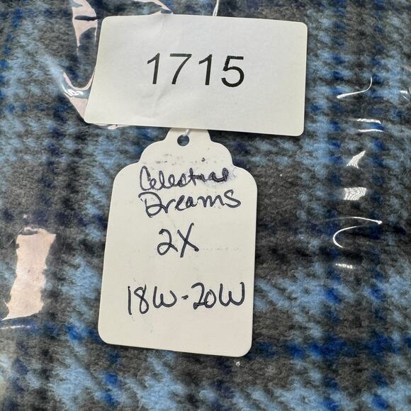 Vtg Celestial Dreams Fleece Nightgown 2X Blue Plaid Grandmacore Cottagecore Cozy - Picture 12 of 12